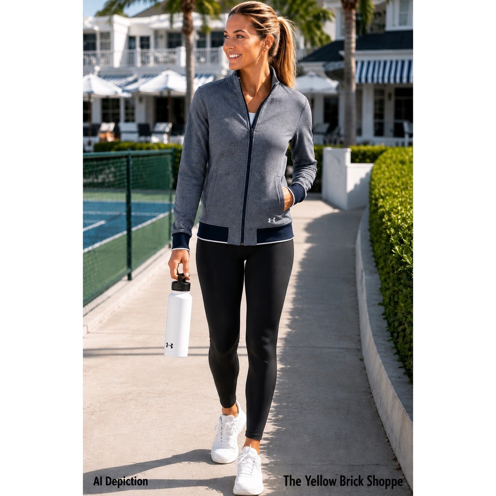Under Armour Women's Medium Full Zip Athletic Jacket Gray Navy Track Activewear